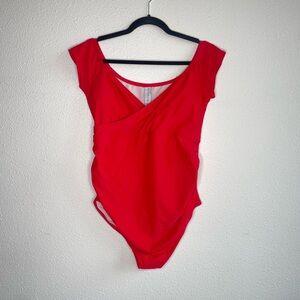 Red One Piece Maternity Swimsuit